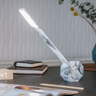 Octagon One Portable Desk Light - White Marble