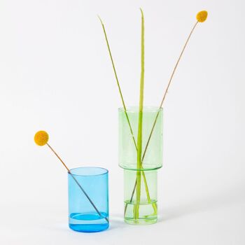 Vase en Verre Empilable - Vert et Bleu 1