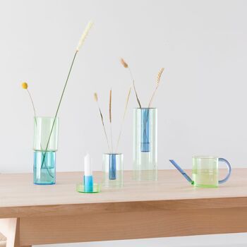 Vase en Verre Empilable - Vert et Bleu 5