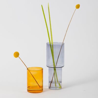 Jarrón de vidrio apilable - Gris y naranja