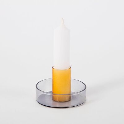 Kerzenhalter aus zweifarbigem Glas – Grau und Orange
