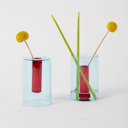 Small Reversible Vase - Blue and Red