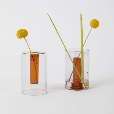 Petit Vase Réversible - Gris et Orange