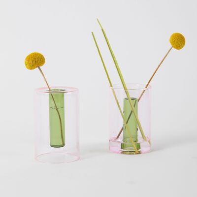 Small Reversible Vase - Pink and green
