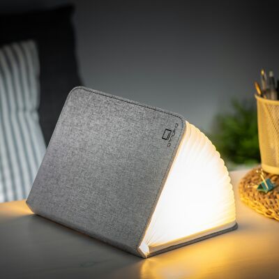 Large Smart Book Light- Urban Grey Linen Fabric