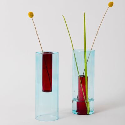 Vaso Reversibile in Vetro - Blu e Rosso
