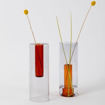 Vase en Verre Réversible - Gris et Orange 1