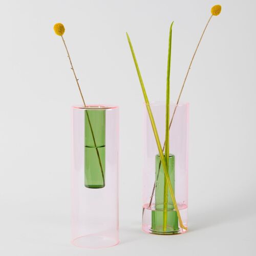 Reversible Glass Vase - Pink and Green