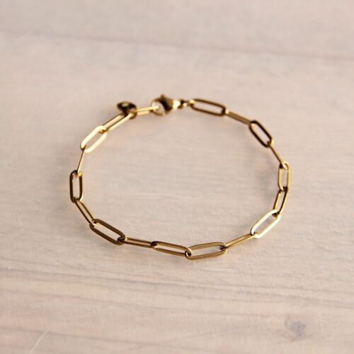 Steel D-chain bracelet - gold
