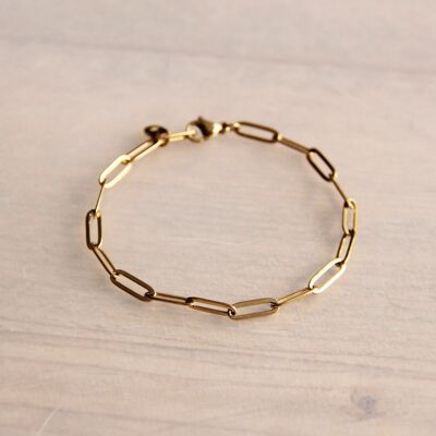 Bracelet chaîne en D acier - or