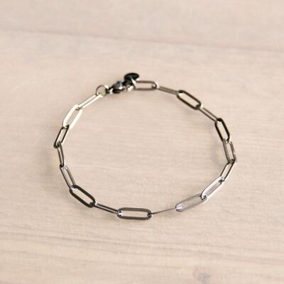 SA809 - Bracelet chaîne en D acier - argent