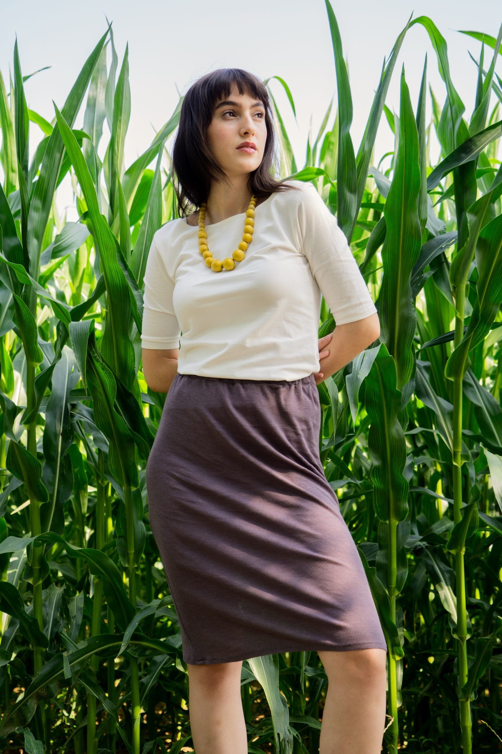 Gonna Tango Lana Seta Maglia - Blu Navy