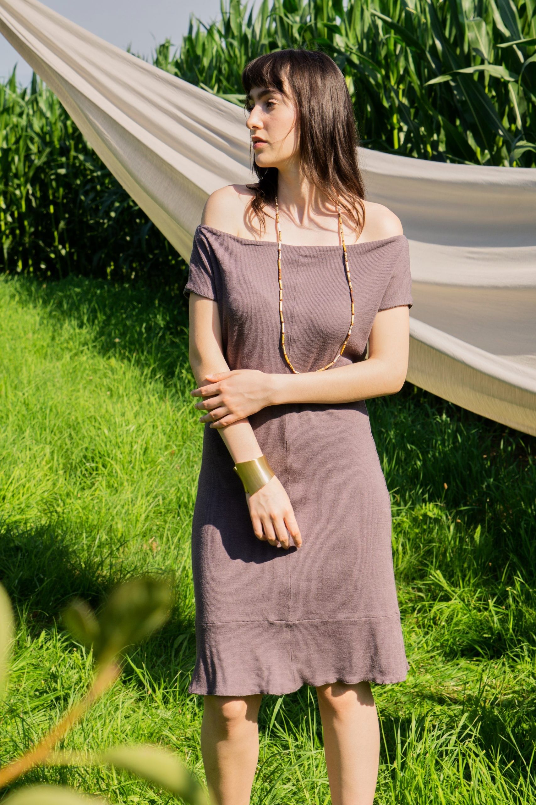 Abito 2 lati lana seta maglia -nero/antracite