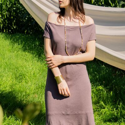 Dress 2 sides wool silk knit -pink_lemonaid/ivory
