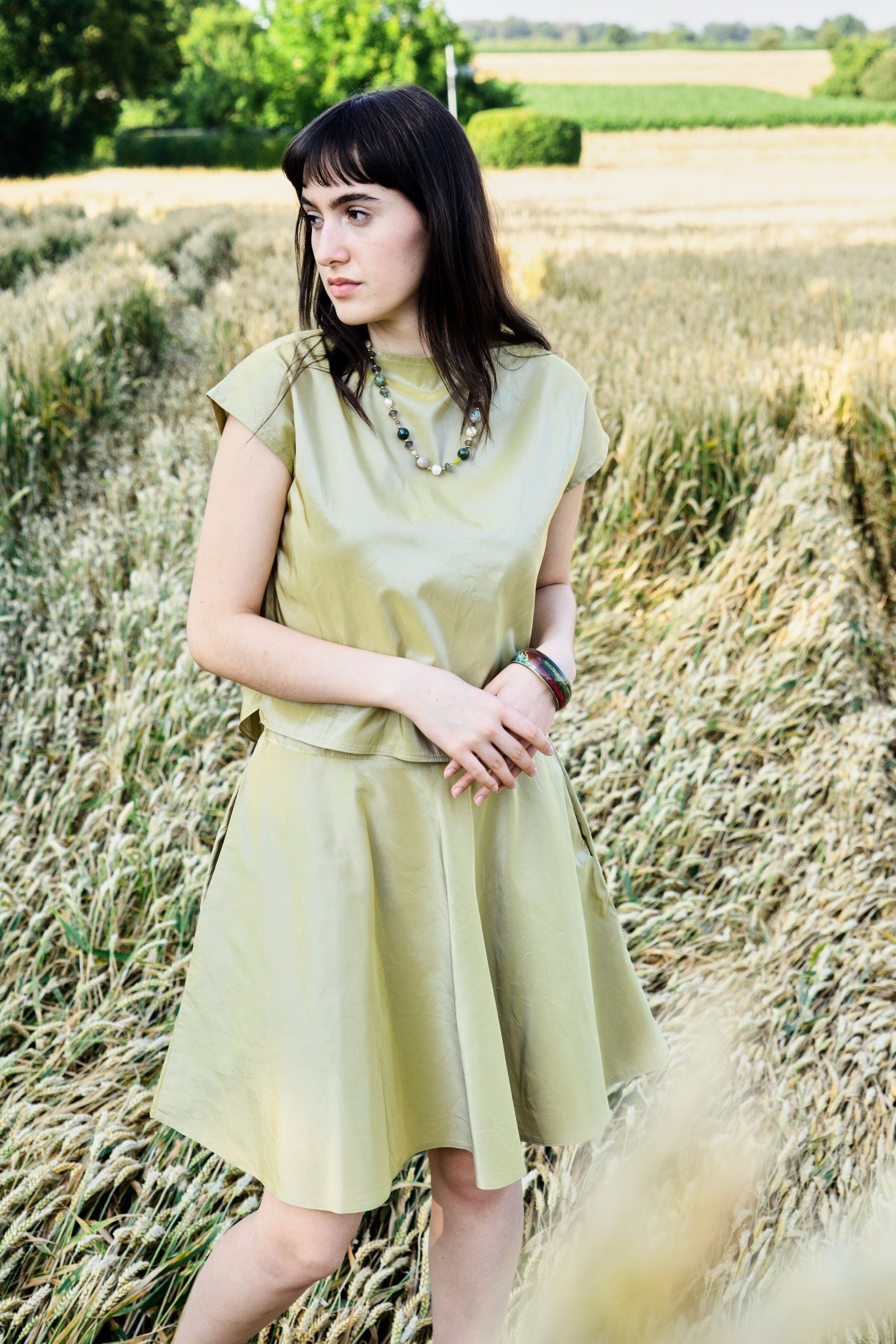 Camicia blusa Irene Taffetà seta - menta