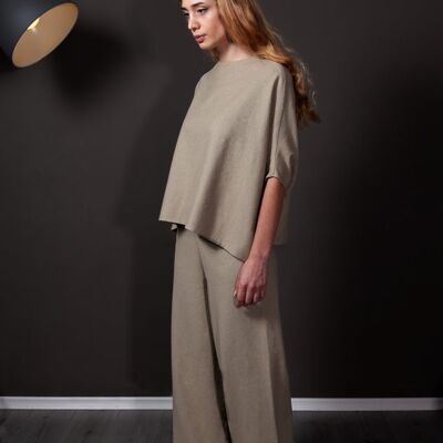 Pantaloni Jazzy Cashmere Misto Lana -Avorio