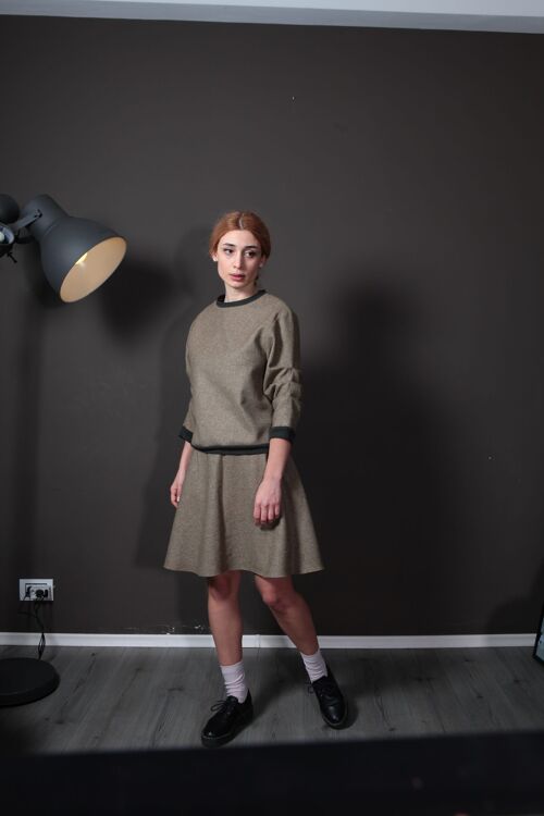 Pullover Puffy Sleeves Wolle -Grau