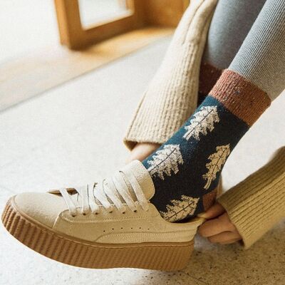 Autumn Winter Thicken Warm Wool Long Socks for Women Harajuku Retro Vintage Stre