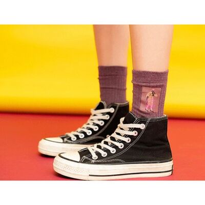 Cartoon Socks Cotton Women Long Funky