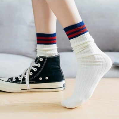 Long Socks Striped for Women Colorful, White Long Socks