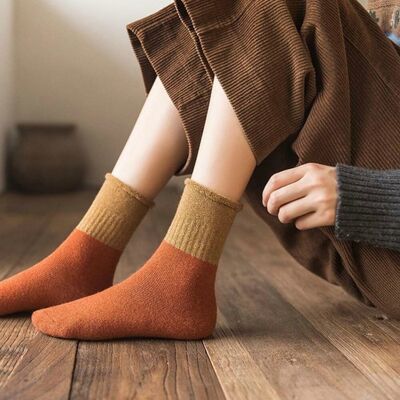 Wool Cashmere Socks Thicken Warm Retro Color Cotton Hemming High Quality