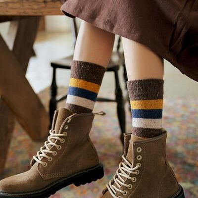 3 Color Long Striped Wool Socks