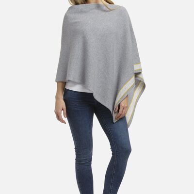 Border stripe poncho dove