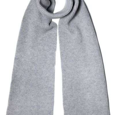 Lambswool ribbed scarf grey