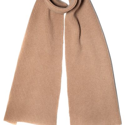 Lambswool ribbed scarf camel