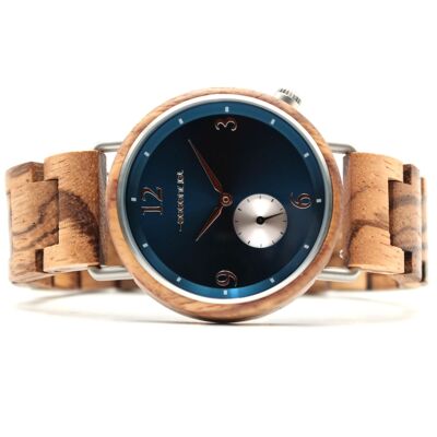 Blue men's wooden watch - QUANTUM