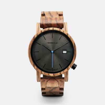 Montre en bois homme full zebrano- METRO7