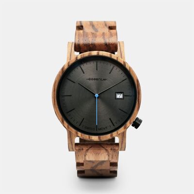 Reloj de madera para hombre full zebrano - METRO7