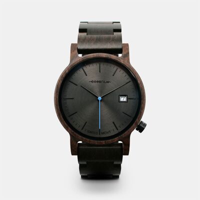 Reloj de madera para hombre negro completo - METRO7