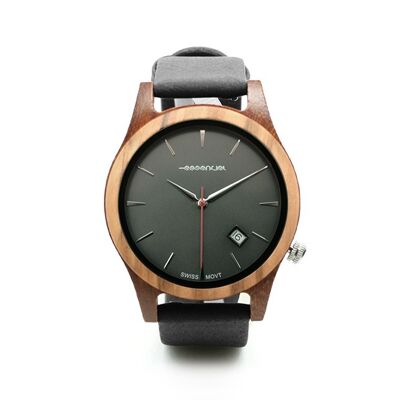 Reloj con fecha de madera para hombre - DRIVE BLACK