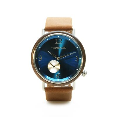 Reloj para hombre de madera y cuero - QUANTUM BROWN