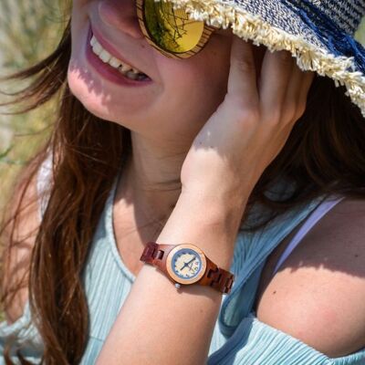 BRIGHTON women's two-tone wooden watch