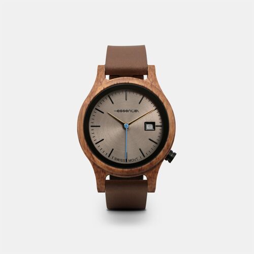 Montre en bois et cuir marron femme - CHESTNUT