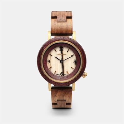 Women's two-tone wooden watch - MISS