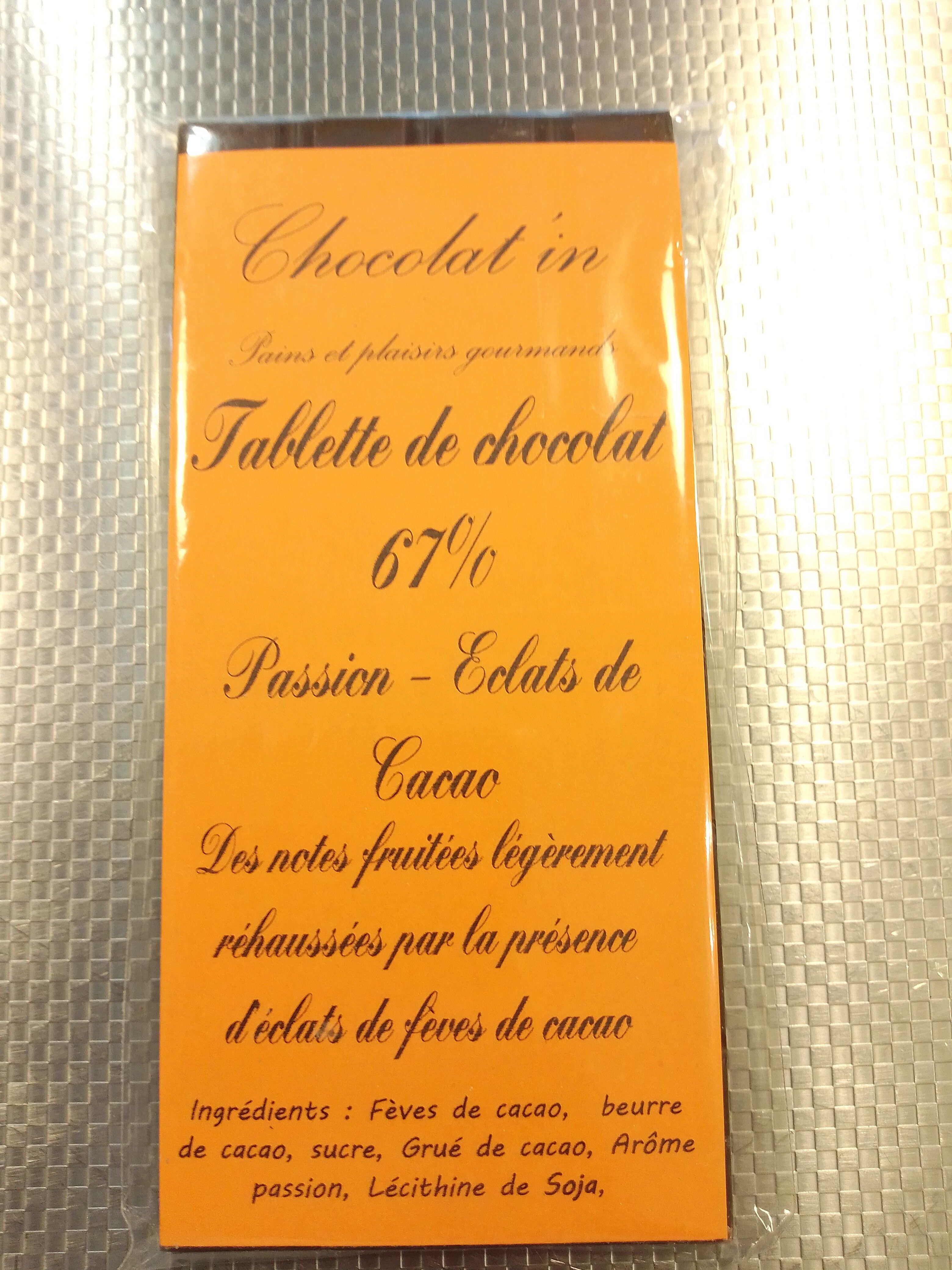 Dunkler Schokoriegel 67% mit Passionsfrüchten