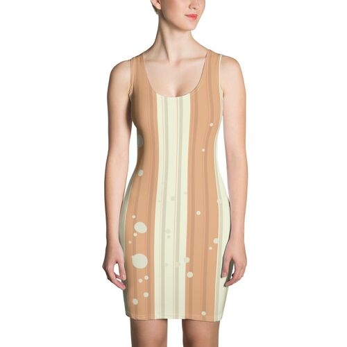 I'm the one Tan Nude Stripes Sleeveless Vegan Dress