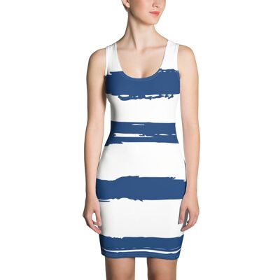 Charlee Blue Stripes Sleeveless Vegan Dress