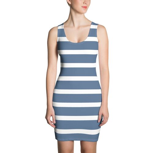 Sailor White Blue Stripes Sleeveless Vegan Dress