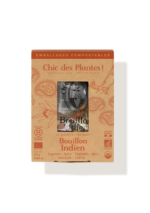 BOUILLON INDIEN (BOÎTE 12 SACHETS) - TOMATE, CUMIN, CURRY