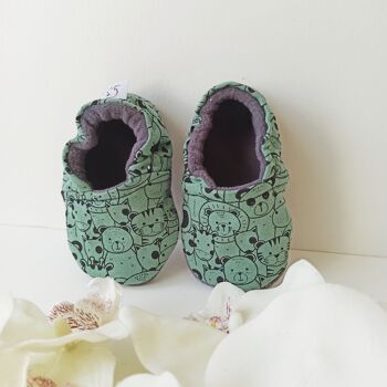 Chaussons bébé - Cache-cache vert 2