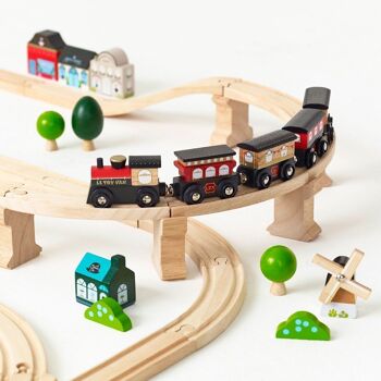 London Train Set TV701 - plus de 120 pièces de jeu en bois 4