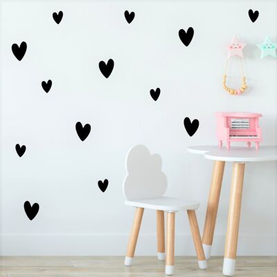 Hearts small and large wall stickers