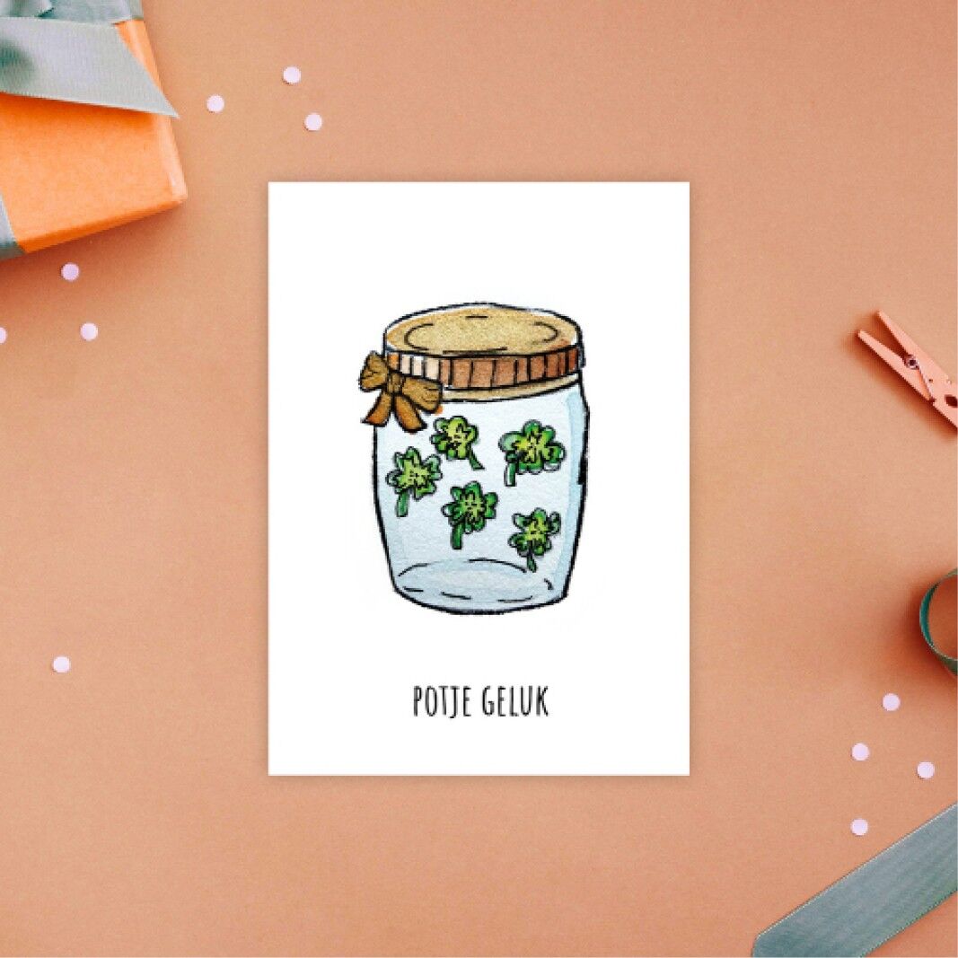 Pot de chance carte postale