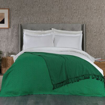 Rumeli Cotton Throw Blanket, Hand-Loomed | Apple Green