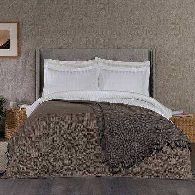 Coperta in cotone Rumeli, intelaiata a mano | Taupe