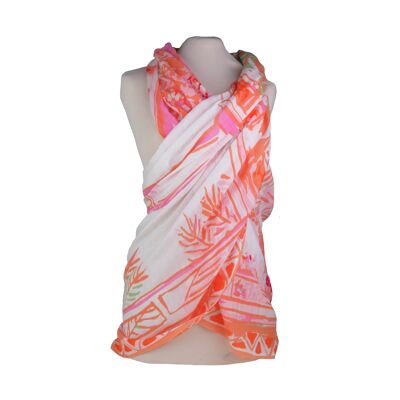 Palmiers cotton pareo stole by Matisse Nice orange, ideal for sea, vacation, summer, beach....